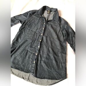 Haggar Petites Dark Blue Button-Up Shirt